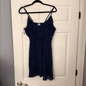 Stylish Navy Romper Dress with White Dots